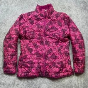 The North Face Reversible Mossbud Swirl Jacket Girls XL 18 Pink Purple Butterfly - Picture 1 of 14