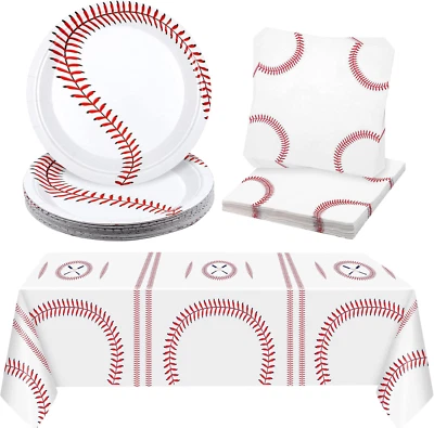 Пластиковая бейсбольная скатерть 108 x 54 дюйма украшения для бейсбольной вечеринки упаковка 41 шт. - Изображение 1 из 4