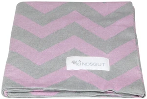 Kinderdecke 100% Baumwolle 80 cm x 100 cm Zickzack grau rosa B-WARE Kindsgut - Bild 1 von 7