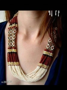 Handmade Necklace Seed Bead Boho American Style Netiv Beaded Multi Strand - Picture 1 of 2
