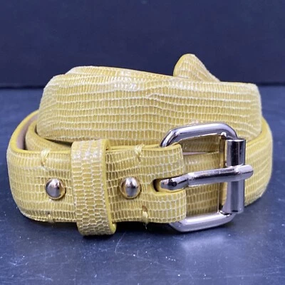 Cinturón ajustado para mujer Ann Taylor de cuero verde claro imitación piel de serpiente tono plateado S Foto 1 de 4