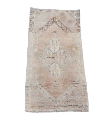 Handknotted Pale Color Farmhouse Style Rustic Small Area Rug , 18x32 inches - Image 1 of 4