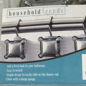 Duschvorhang Haken Silber Metall Quadrate Modern 12 Stück Haushaltstrends - Bild 1 von 4