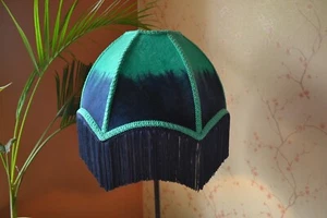 Lampshade scallop green blue hand-stitched table lampshade floor lampshade - Picture 1 of 7