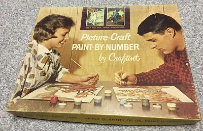Vintage Paint By Number Kit - Craft Tint Picture Craft 300 Set Of 2 Panels 12x16 - Image 1 of 4