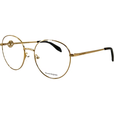 Alexander McQueen AM0291O Womens Round Metal Eyeglass Frame 002 Gold 55-19 Italy - Image 1 of 4