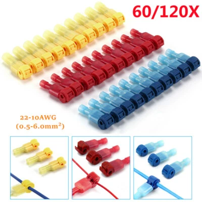 60/100X T-Tap Splice Wire Connectors Insulated Spade Electrical Crimp Terminals - Image 1 of 4