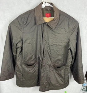 Cole Haan Men Brown Soft Shell Coat Jacket XL Pockets Snap Button Zip Up Lined - Picture 1 of 9