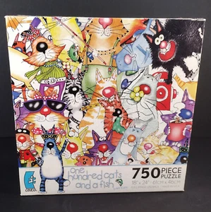 Jigsaw Puzzle One Hundred Cats and a Fish 750 Pc 18x24 Finished Ceaco Sealed - Picture 1 of 3