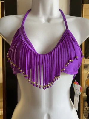 Sujetador de bikini con flecos morados Raisins para mujer talla pequeña separada Foto 1 de 4