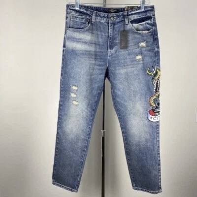 Ed Hardy Denim Jeans Men’s Size 34 , New York City Eagle Patch , Distressed, New - Image 1 of 4
