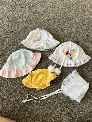 Lote de 6 gorros vintage para bebé niña sombreros para sol encaje gorro de bautizo Foto 1 de 4