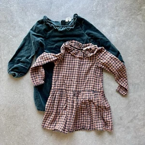 SET of 2 DRESSES! H&M Girls Winter Sz 6x — Velvet Ruffle & Warm Flannel EUC! - Picture 1 of 8