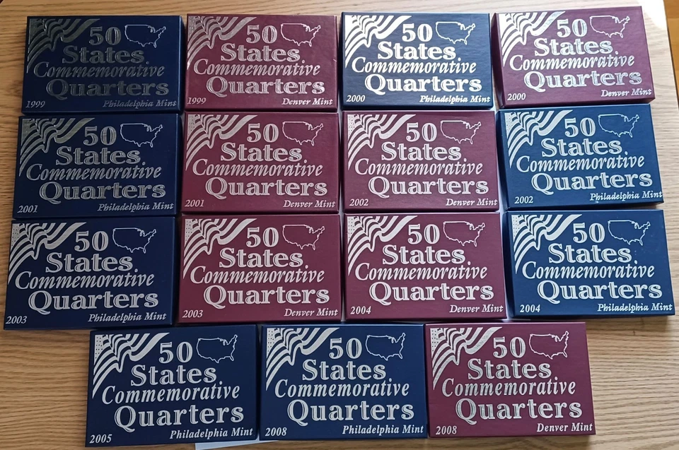 1999-2005/08 50 States Commemorative Quarters, Denver/Philly Mints, 15 Sets 25C - Image 1 of 4