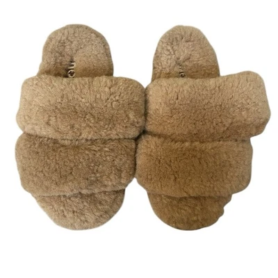 Zapatillas mullidas marrón tostado MOU piel de oveja suela de goma para mujer talla US 7 Foto 1 de 4