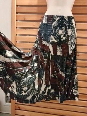 Shimmer Art Abstract Flare Size Large SKIRT Stretch Beauty Picadilly Fashions - Image 1 of 4