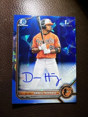Darell Hernaiz 2022 1st Bowman Chrome ON CARD AUTO SAPPHIRE REFRACTOR RC ORIOLES - Image 1 of 4