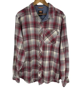 Timberland Pro Mens Original Fit Red & Gray Plaid Button-Up Shirt Size XL - Picture 1 of 8