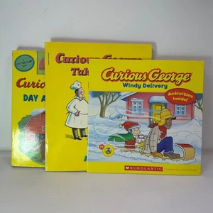 Curious George Book Bundle Windy Delivery Day at the Farm Takes a Job Scholastic - Picture 1 of 6