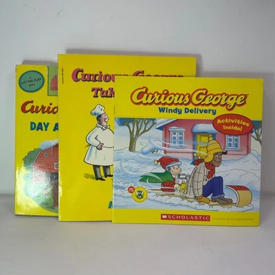 Curious George Book Bundle Windy Delivery Day at the Farm Takes a Job Scholastic - Image 1 of 4