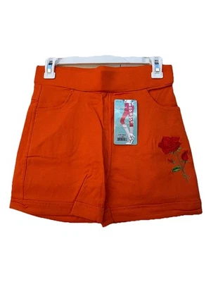 Hermosos Pantalones Cortos Elastizados Para Mujer Naranja Nuevos Bordados Coloridos L-XL Foto 1 de 4
