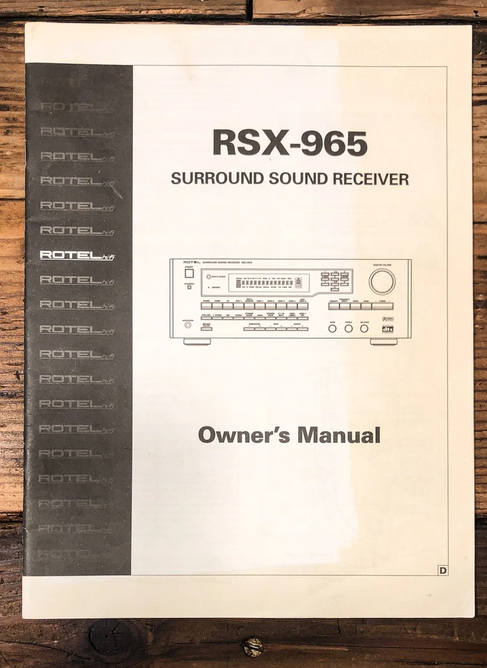 Rotel RSX-965 Receiver Owners / User Manual *Original* - Image 1 of 1