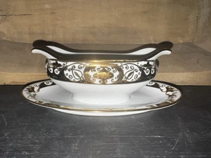 Noritake 20056 Muster Schwarz & Gold Sauciere - Bild 1 von 3