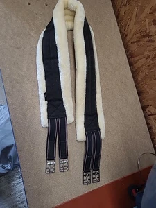 A & S Equestrian Soft Thick Fleece Lined girth, Black/White ,62”.(ref.226R) - Picture 1 of 9
