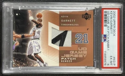 KEVIN GARNETT PSA 6 2002-03 UPPER DECK #KG-P UD GAME JERSEY PATCH NUMBER ONE 976 - Image 1 of 2