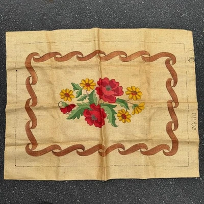 vintage DRITZ Hooked Rug Pattern Floral Daisy color coded burlap Unworked 26"x36 - Image 1 of 4