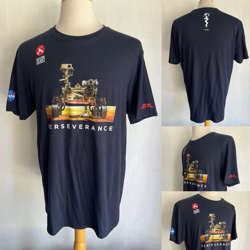 JPL x NASA (2021) RARE! Mars Perseverance Rover Landing Date Staff T-Shirt Large - Image 1 of 4