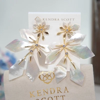 Pendientes Kendra Scott Oro Jaylin Marfil Madreperla Grandes Nuevos con Etiquetas Foto 1 de 4