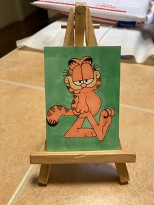 ACEO Original Mixed Media Gemälde Kunst Karte ATC Katze Garfield 110 - Bild 1 von 1