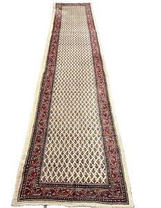 Alfombra oriental anudada a mano Sarough Mir única 450x90 cm rug carpet corredor - Imagen 1 de 20