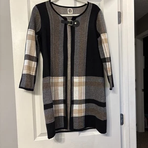 Anne Klein Long Plaid Cardigan Pullover Damen Medium "  - Bild 1 von 5