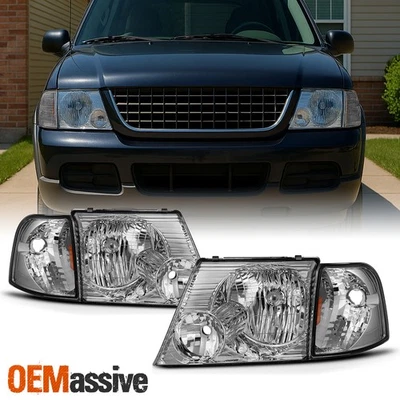 Faros de 4 puertas cromados para Ford Explorer 2002-2005 con par de señales de esquina 4 piezas Foto 1 de 4