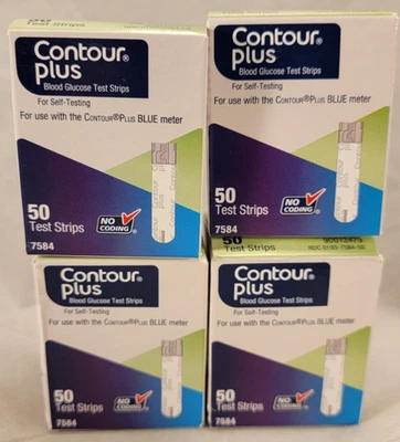 Contour Plus 200 Teststreifen Ablaufdatum 4 2027 KOSTENLOSER VERSAND 50x4 VERSIEGELT - Bild 1 von 3