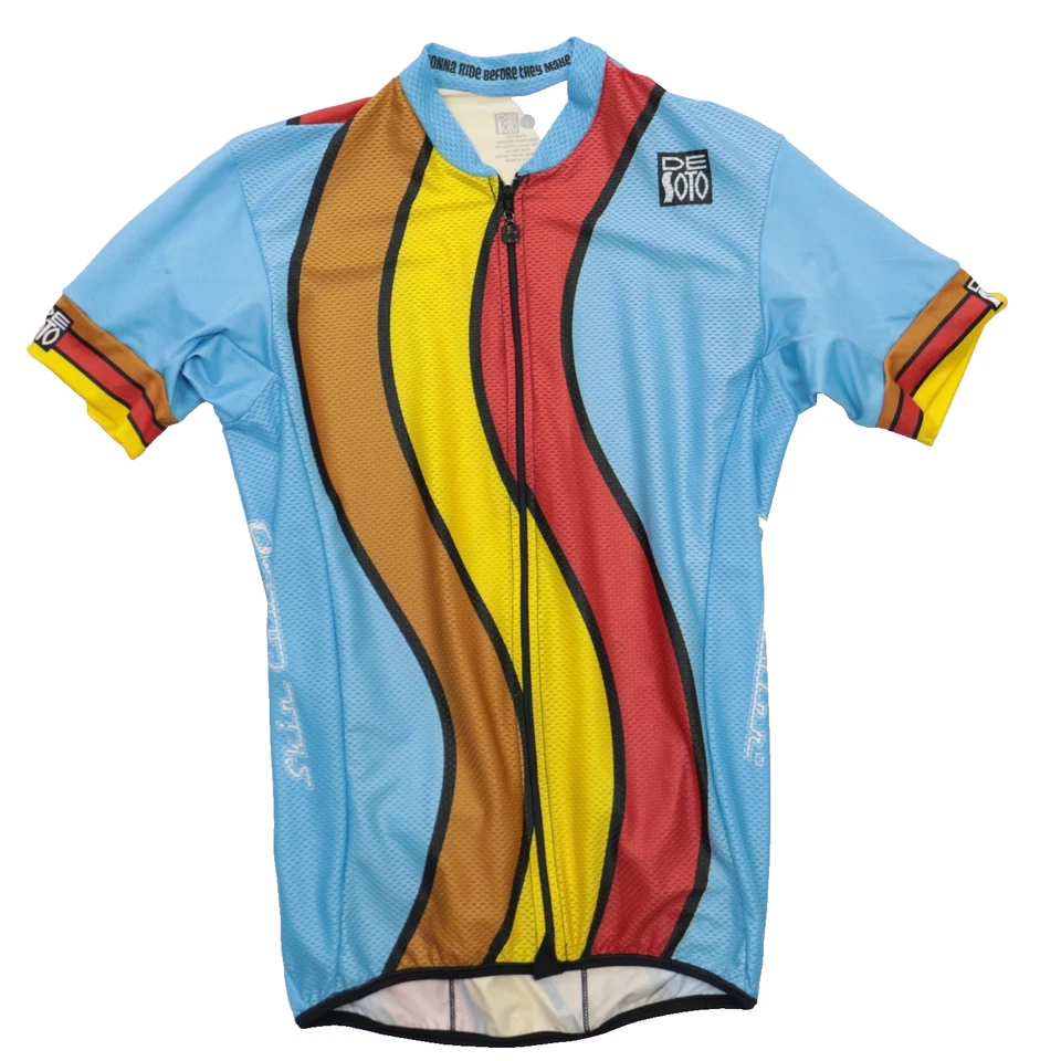 De Soto Cycling Jersey Sz Large Short Sleeve Shirt Top Triathlon Colorful USA - Image 1 of 4