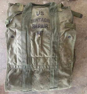 Vintage Vietnam era US Military Tent Tentage Repair Kit in OD Green Canvas Bag - Picture 1 of 24
