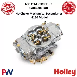 Holley 950 CFM Street HP Carburetor No Choke Mechanical Secondaries Shiny Finish - Foto 1 di 12