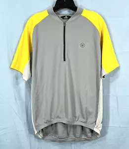 CANARI GRAY/YELLOW Stretch Knit BACK POCKETS 1/4-Zip CYCLING JERSEY SHIRT sz XL - Picture 1 of 5