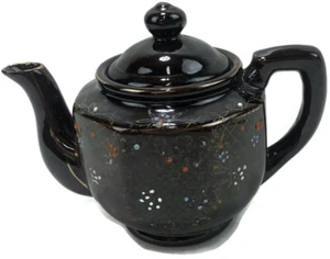 Tetera vintage estilo Moriage Redware marrón esmalte levantado pintada a mano Japón 5 pulgadas - Imagen 1 de 10