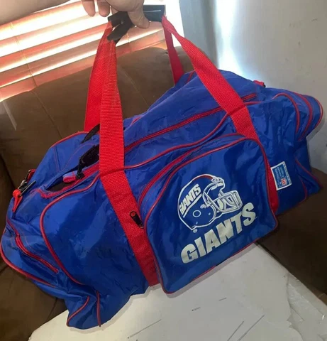 NFL Official Duffle Gym Bag Football NY Giants Logo Red Blue Travel Canvas Cover