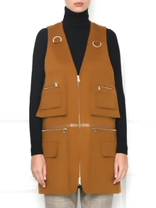 ✨MAX MARA  Brown CAMELHAIR-Leather Trim  Gilet   Usa0_ Gb2_ It34_ Fr32_ De30 - Picture 1 of 19