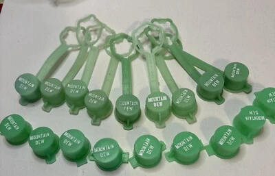 Lot Of 9 New Vintage Plastic Mountain Dew Soda Tank Syrup Dispenser Caps+ 9 Used - Image 1 of 3