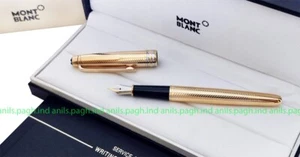 Refurbished# Montblanc Solitaire 163 Full Gold Barley Fountain | Ink Pen - Picture 1 of 3