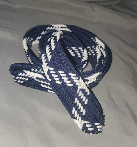 Belt Nylon Cord Braided Belt Navy White 1.5" Wide Without Buckle 39" Long NICE - Picture 1 of 10