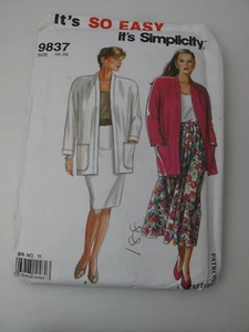 9837 Simplicity 90's Vintage Misses Skirt and Jacket Sewing Pattern Sz 10-20 (T) - Picture 1 of 7