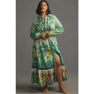 Anthropologie The Eleanora Long Sleeve Maxi Shirt Dress Size MP - Picture 1 of 9