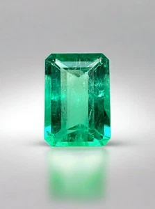 1.50 Carat Chromatic Green Natural Loose Colombian Emerald- Emerald Cut Muzo - Picture 1 of 8